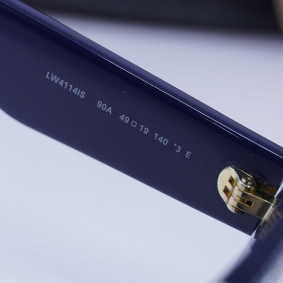 Loewe LW4114IS 90A Rectangle Sunglasses – Navy with Crystal Studs \\Smoke main image 7